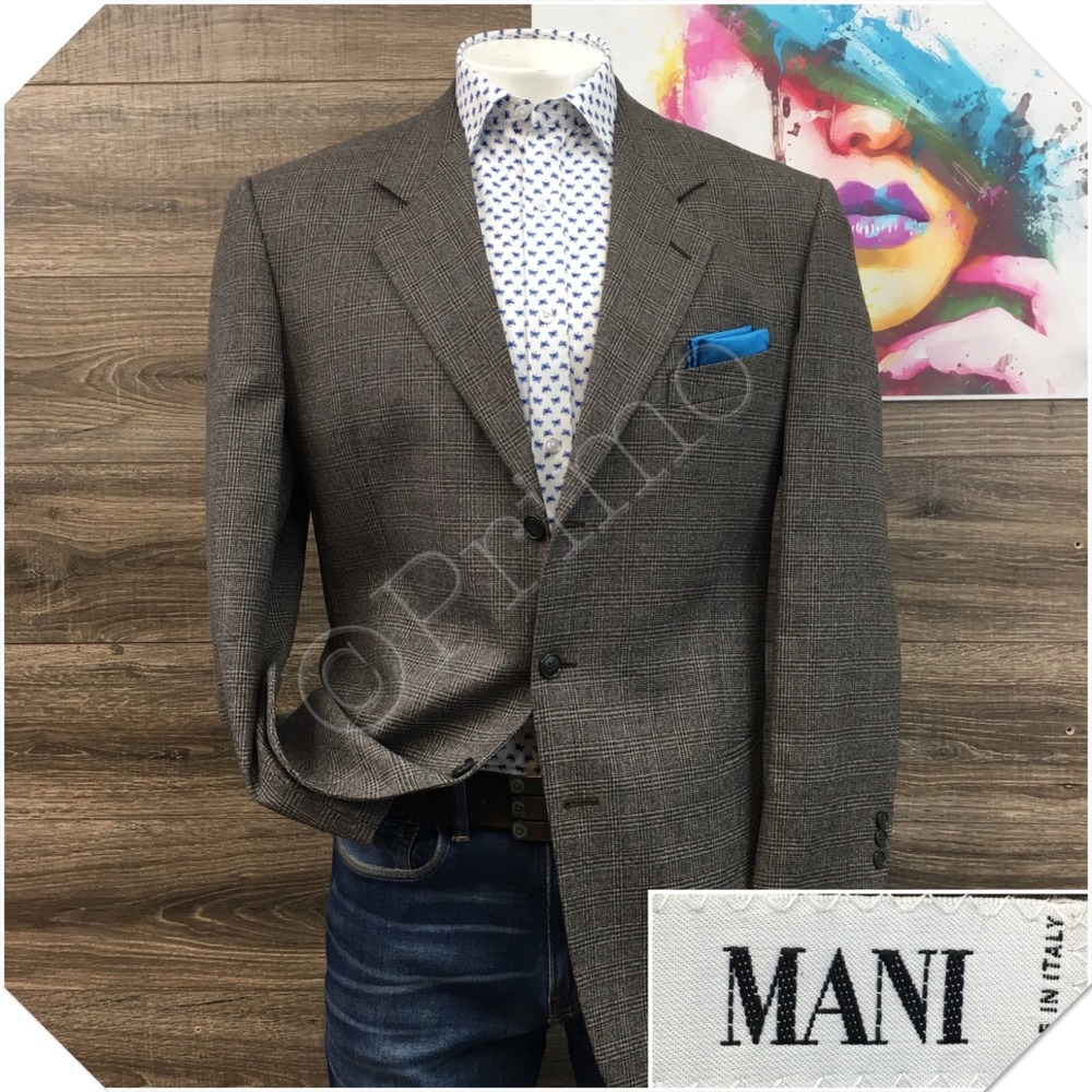 VINTAGE MANI Mens Wool‎ Blazer Sport Coat Casual Jacket Size 42L Classic Suit